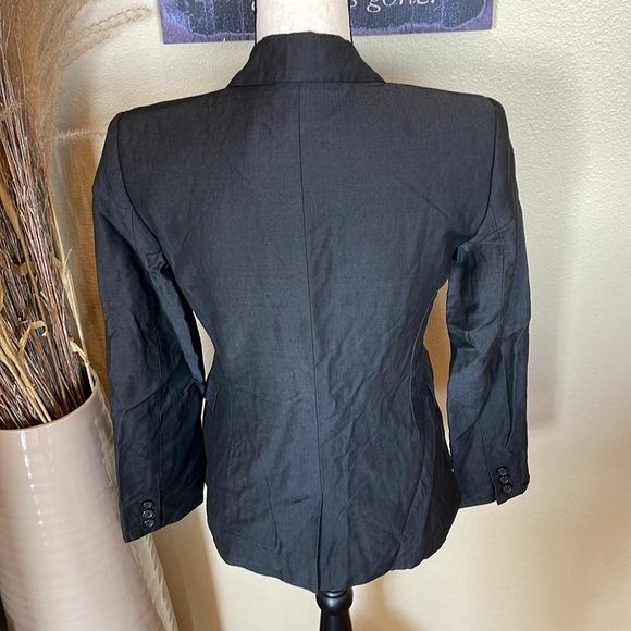Club Monaco Single Button Black Wool Mohair Blend Minimalist Blazer Jacket Sz 6 - Picture 9 of 14